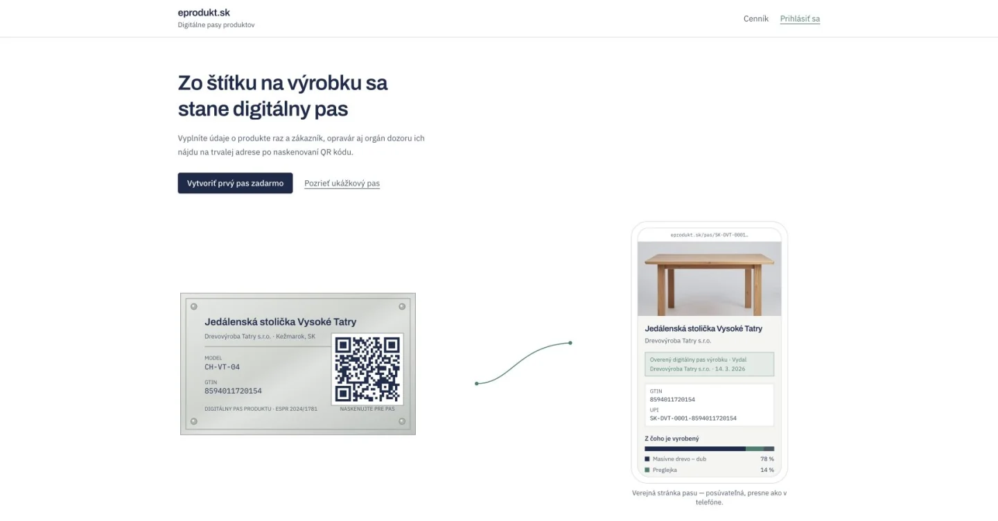 Náhľad úvodnej stránky eprodukt.sk