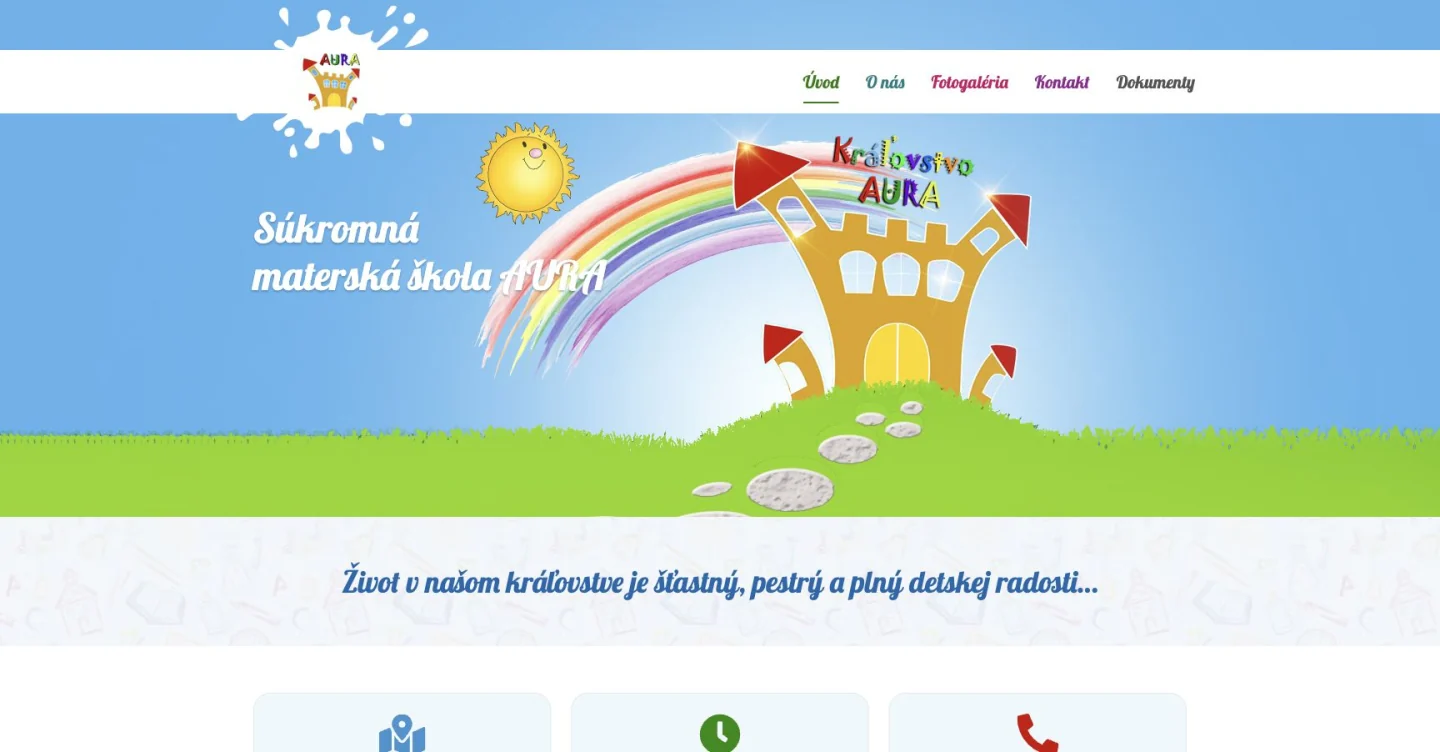 Náhľad úvodnej stránky Materská škola AURA