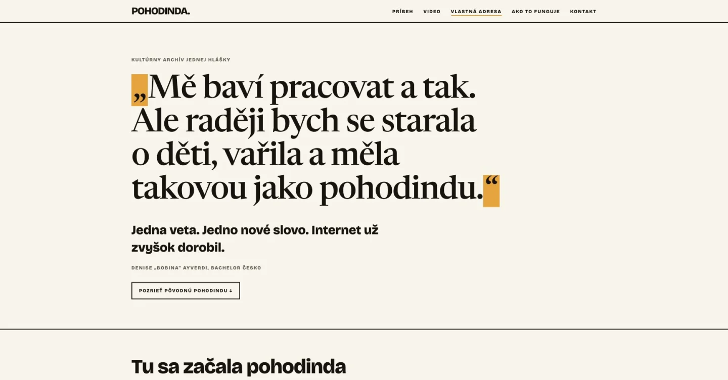 Náhľad úvodnej stránky Pohodinda